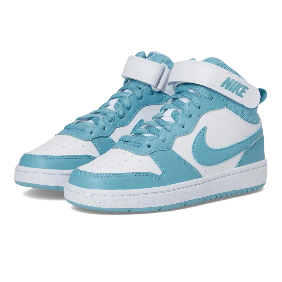 Children Unisex Shoes  Kids Court Borough Mid 2 Big Kid White/Denim Turquoise by Nike