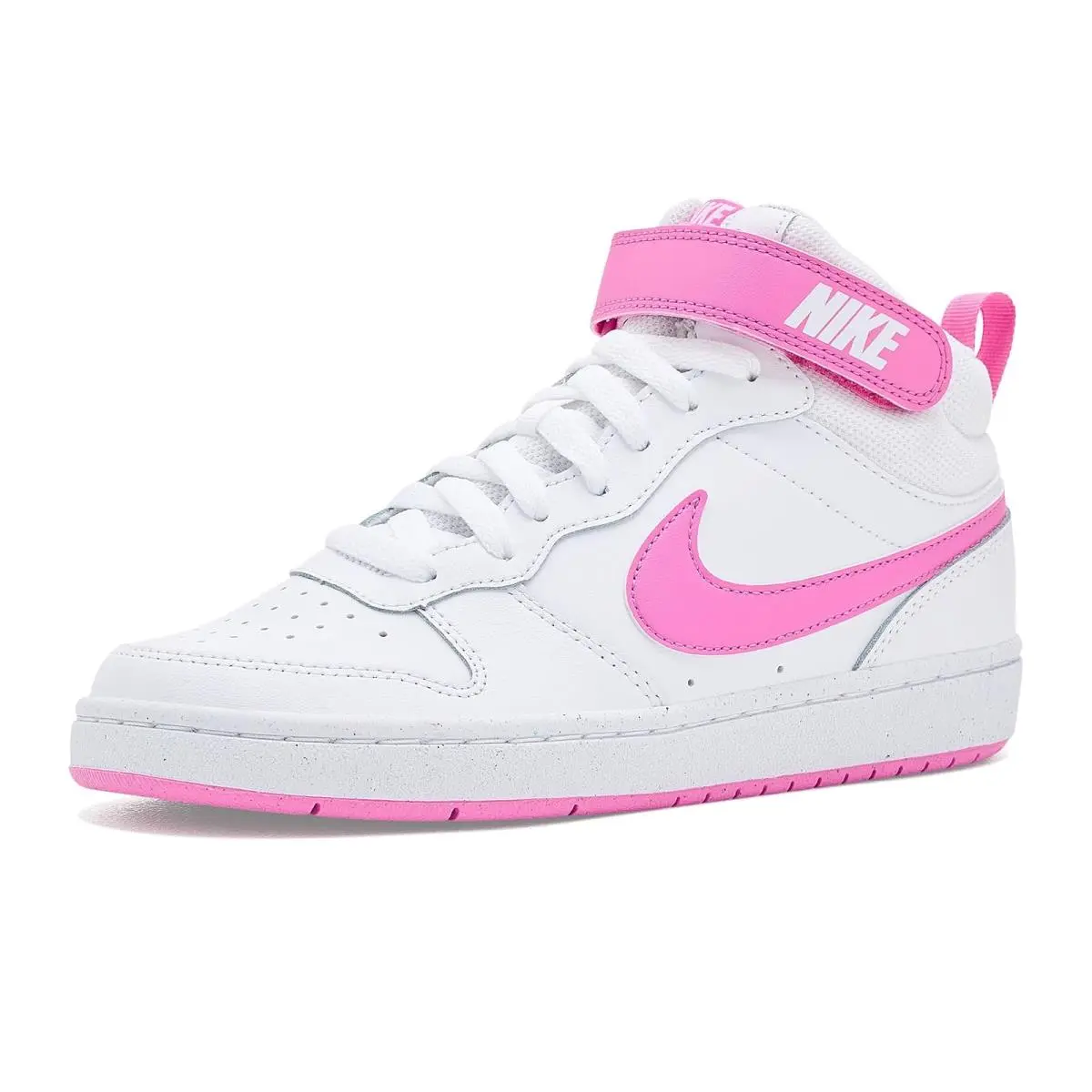 Children Unisex Shoes  Kids Court Borough Mid 2 Big Kid White/Playful Pink by Nike