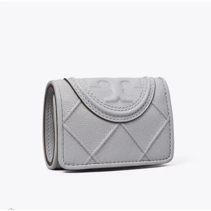 Tory Burch Fleming Soft Grained Small Flap Wallet Slate