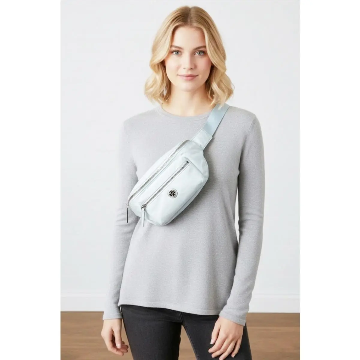 Latest Tory Burch Baby Blue Summit Nylon Belt Bag Sling Fanny Pack 170436