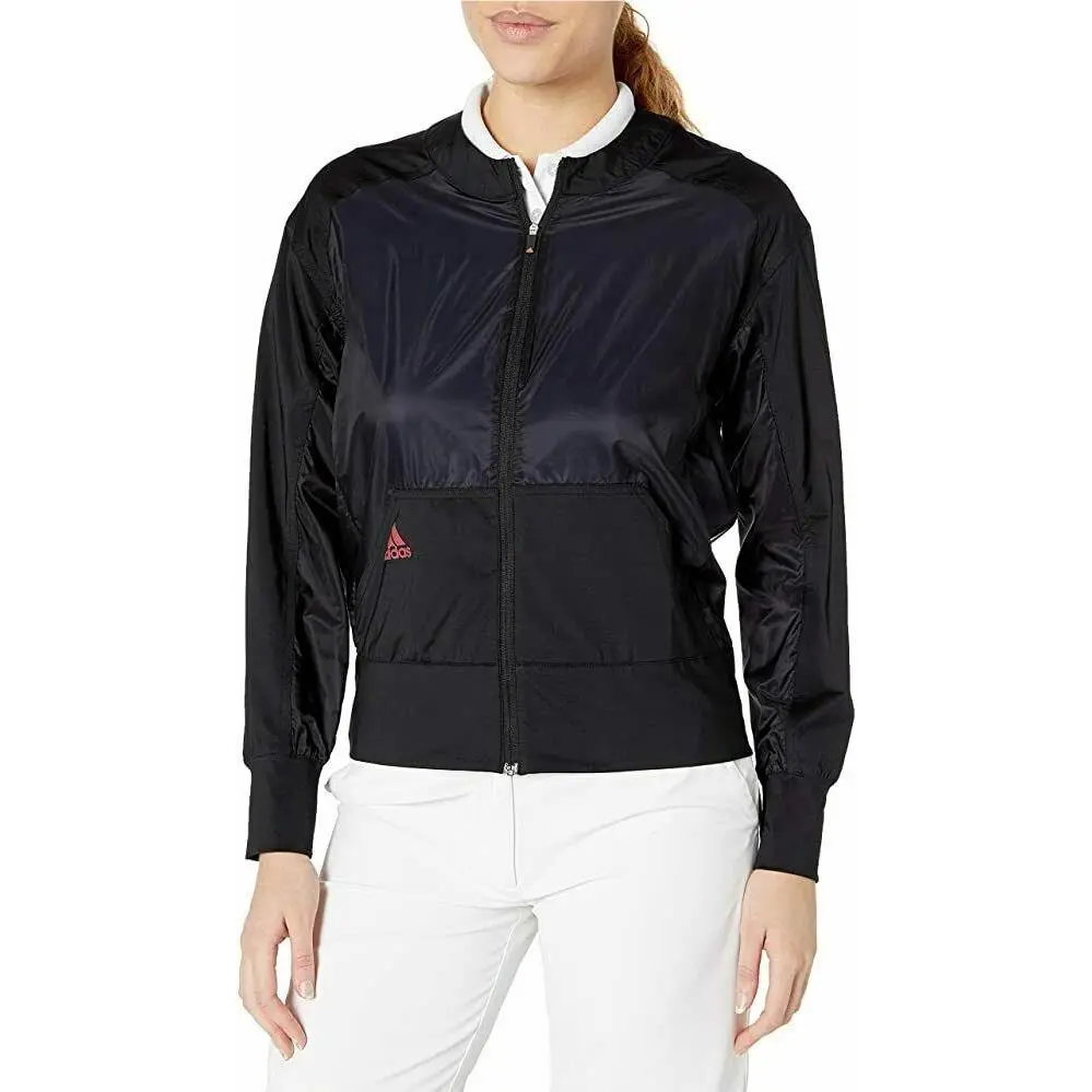 Adidas Golf Sport Jacket Black with Pink Logo Womens Medium