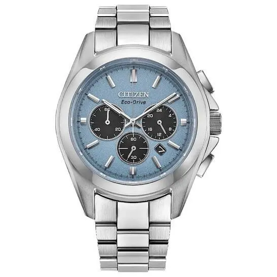 Men`s Sport Chronograph Date Eco-drive Silver Watch 40MM CA4680-55L by Citizen