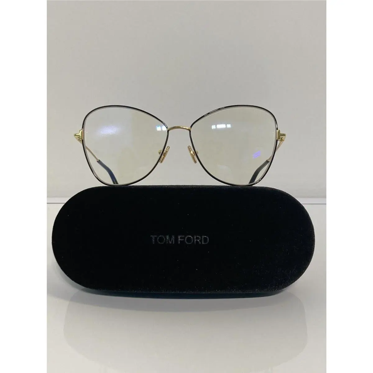 Tom Ford TF5738B 001 Shiny Black Gold Trimming Women s Eyeglasses 56mm