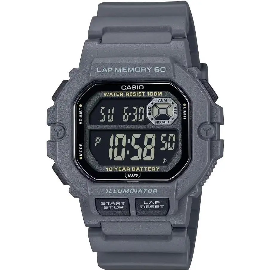 Casio WS-1400H-8BVCF Men`s Digital Sports Watch Black 60-Lap Memory 100M WR