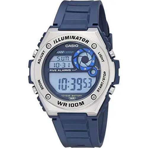 Casio MWD-100H-2AVCF Blue Quartz Resin Strap Digital Display Men`s Wrist Watch