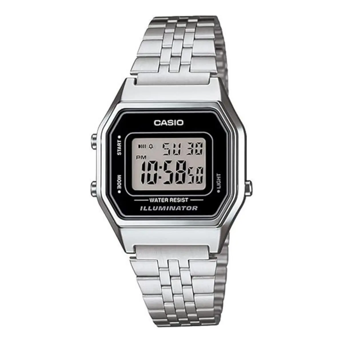 Women`s Mid-size Silver Tone Water-resistant Digital Retro Watch Silver by Casio
