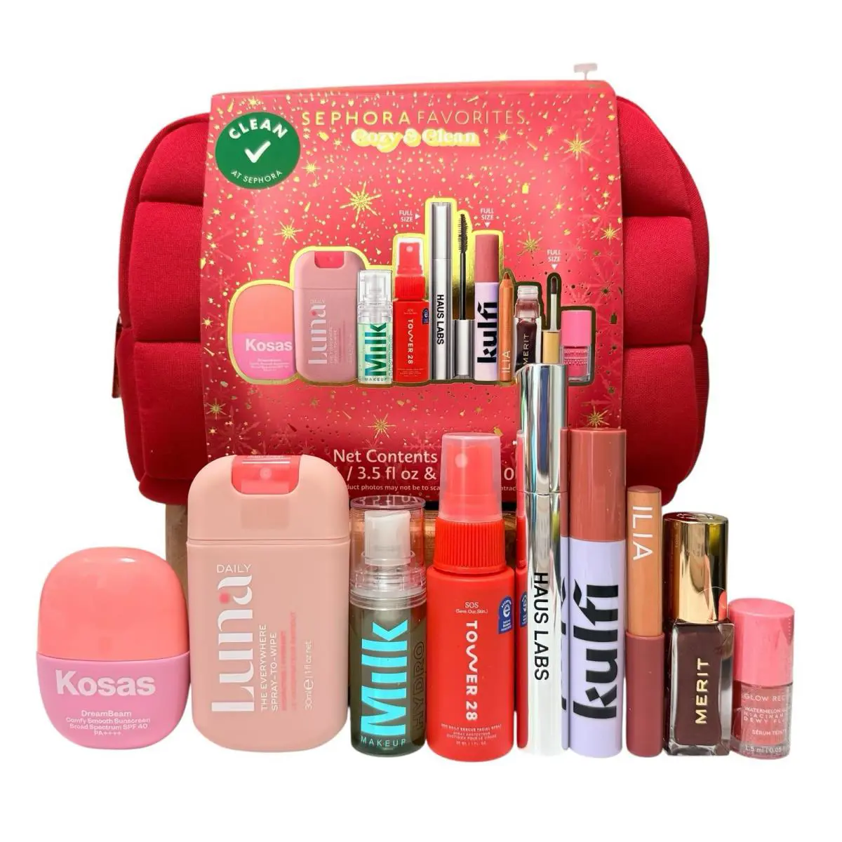 Favorites Cozy & Clean Favorites Cozy Clean Makeup Value Set Holiday 2025 9 Piece Bag Kit by Sephora