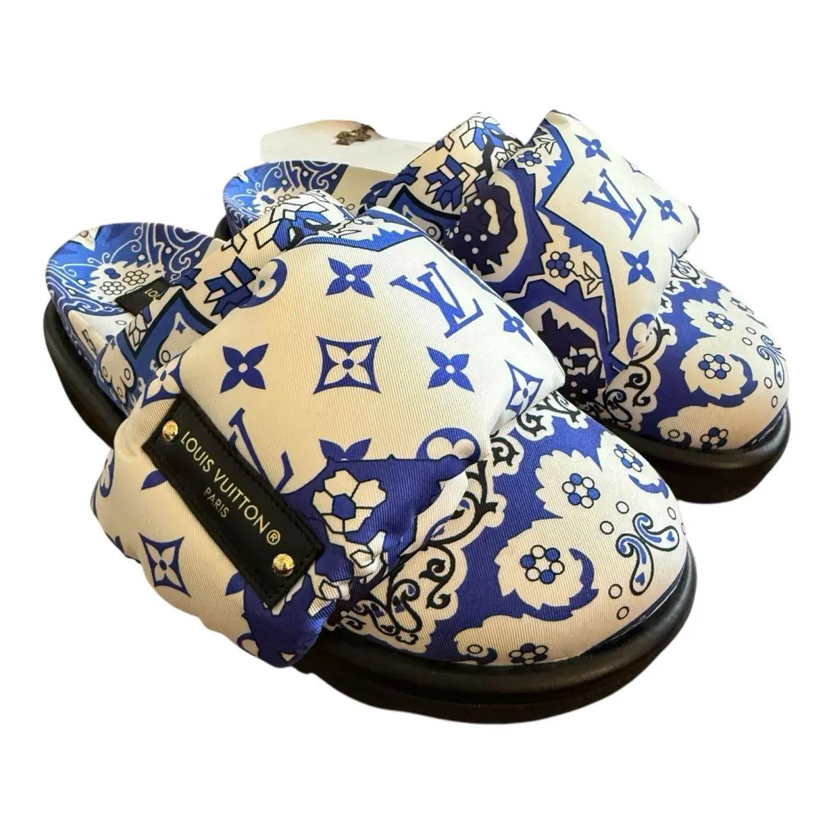 Louis Vuitton Slipper Pillow Slides Mules Clogs Womens Sz 37 Blue White