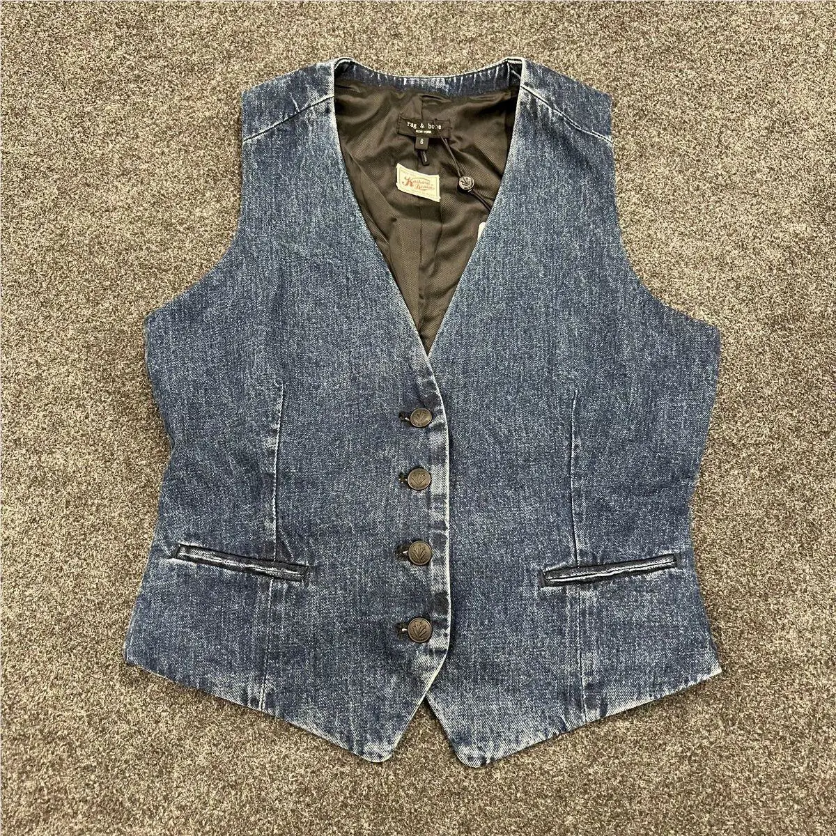 Rag Bone Priya Denim Vest Women`s Size 6 Navy
