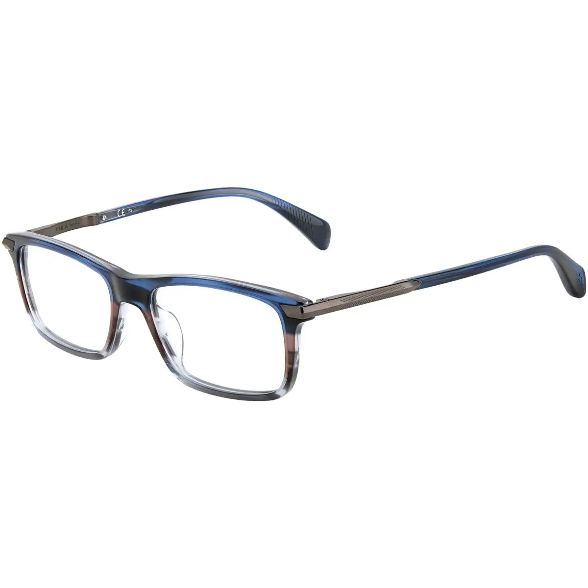 Rag Bone Men`s Blue Grey Horn Rectangle Eyeglass Frames - RNB7050 03XJ 17 - Frame: Blue Grey Horn
