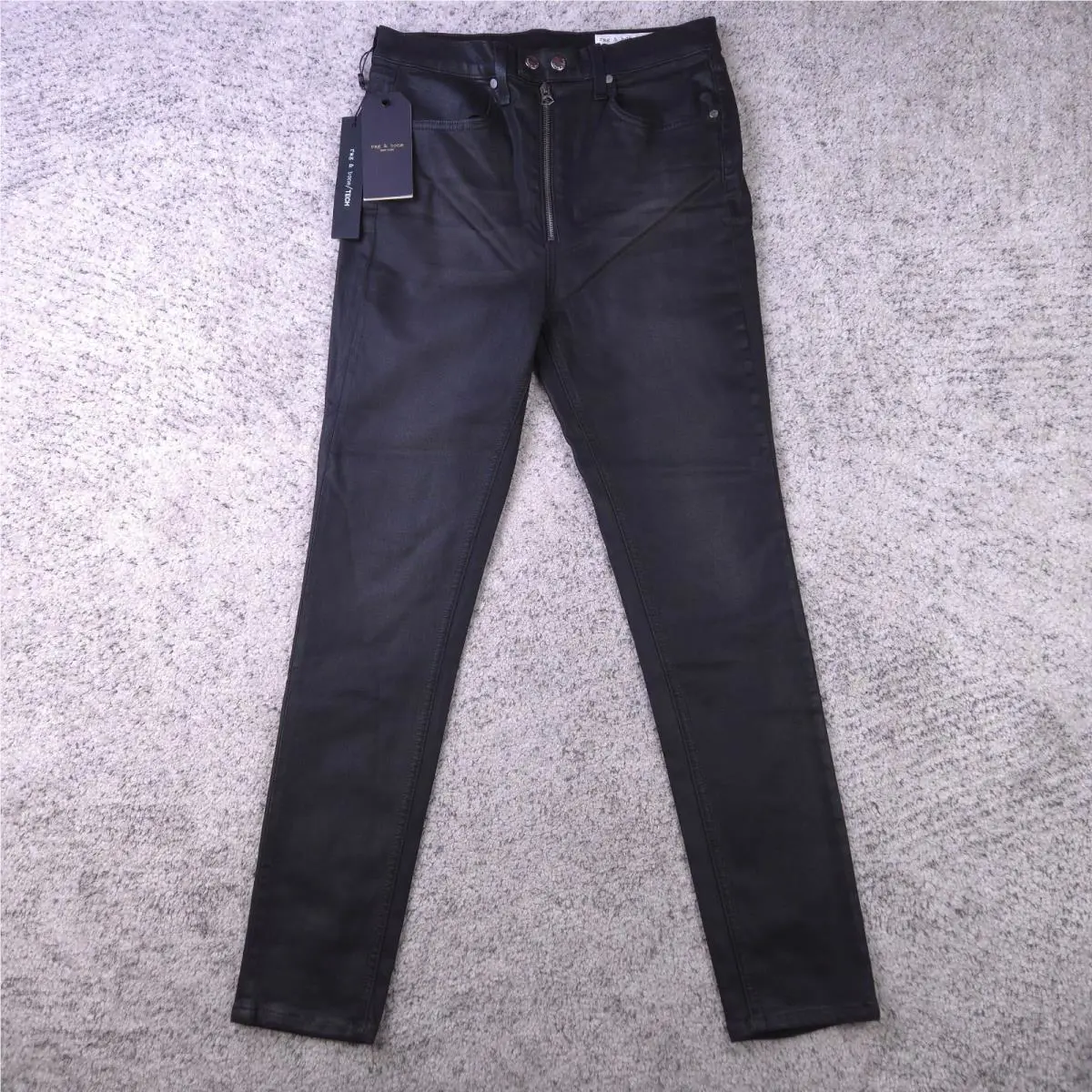 Rag Bone Jeans Womens 30 Baxter Skinny High Rise Coated Waxed Stretch