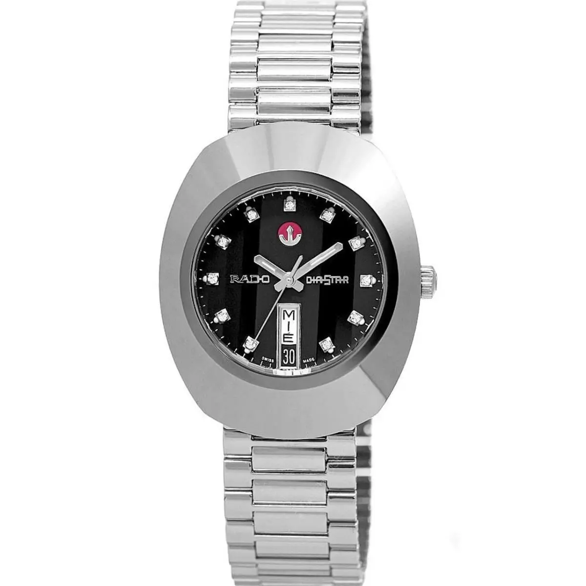 Rado Original The Automatic 35mm Diastar Silver Men`s Watch R12408613 - Dial: Black, Band: Silver, Bezel: Silver