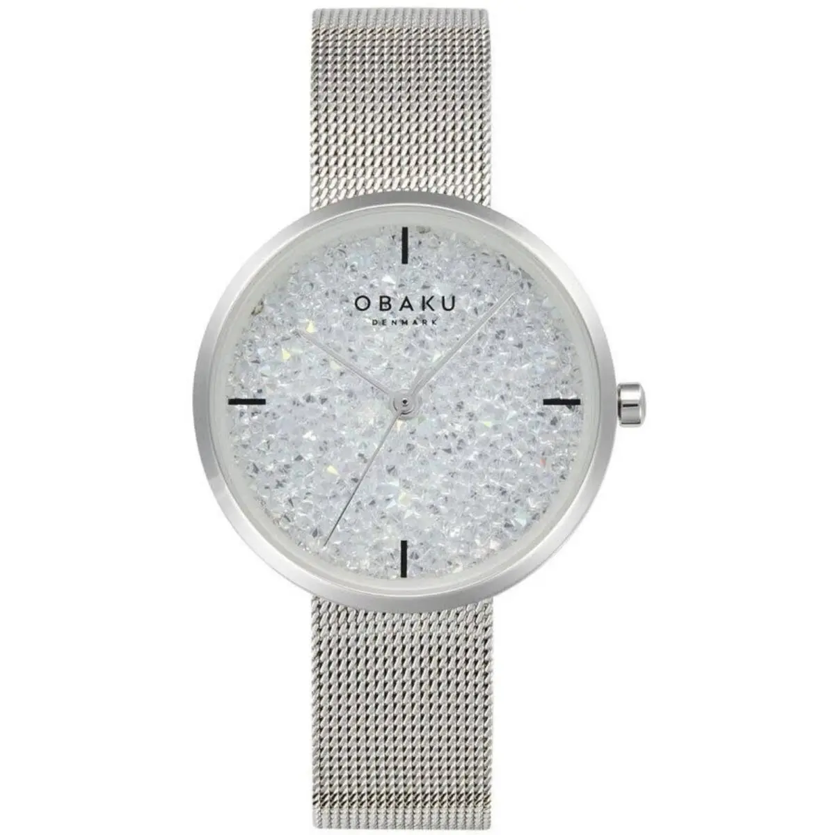 Women`s Watch Glimmer White Dial Silver Tone Mesh Bracelet V289LHCWMC by Obaku