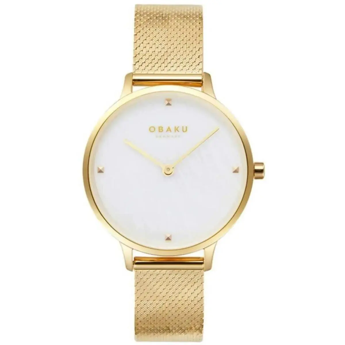 Women`s Analog Watch Figen Quartz Mop Dial Silver Tone Bracelet V295LXGWHG by Obaku