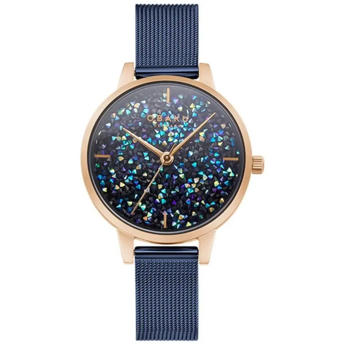 Women`s Analog Watch Orion Quartz Blue Dial Steel Mesh Bracelet V250LXVLML by Obaku