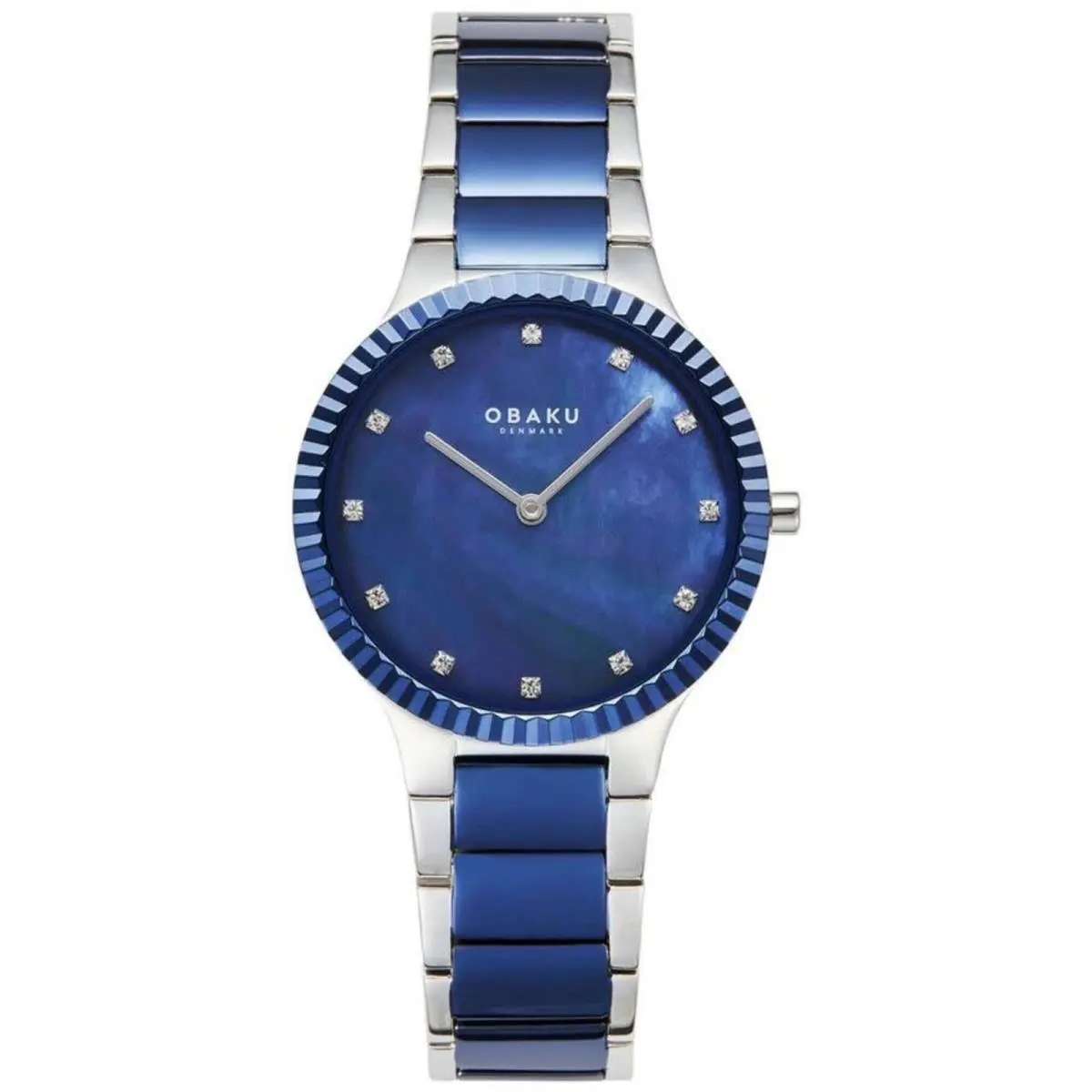 Women`s Analog Watch Linje Quartz Blue Dial Two Tone Bracelet V292LXHLSK by Obaku