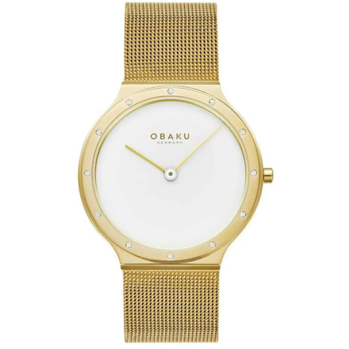 Women`s Watch Quartz Note Lille White Dial Yellow Gold Bracelet V285LEGWMG by Obaku