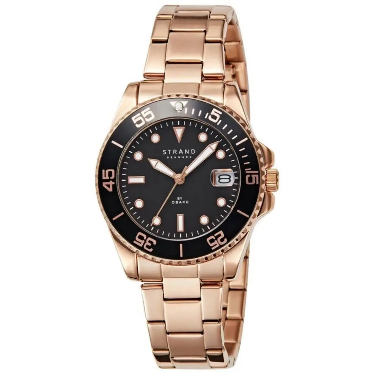 Women`s Watch Bondi Quartz Black Dial Rose Gold Steel Bracelet S727LDVBSV by Obaku