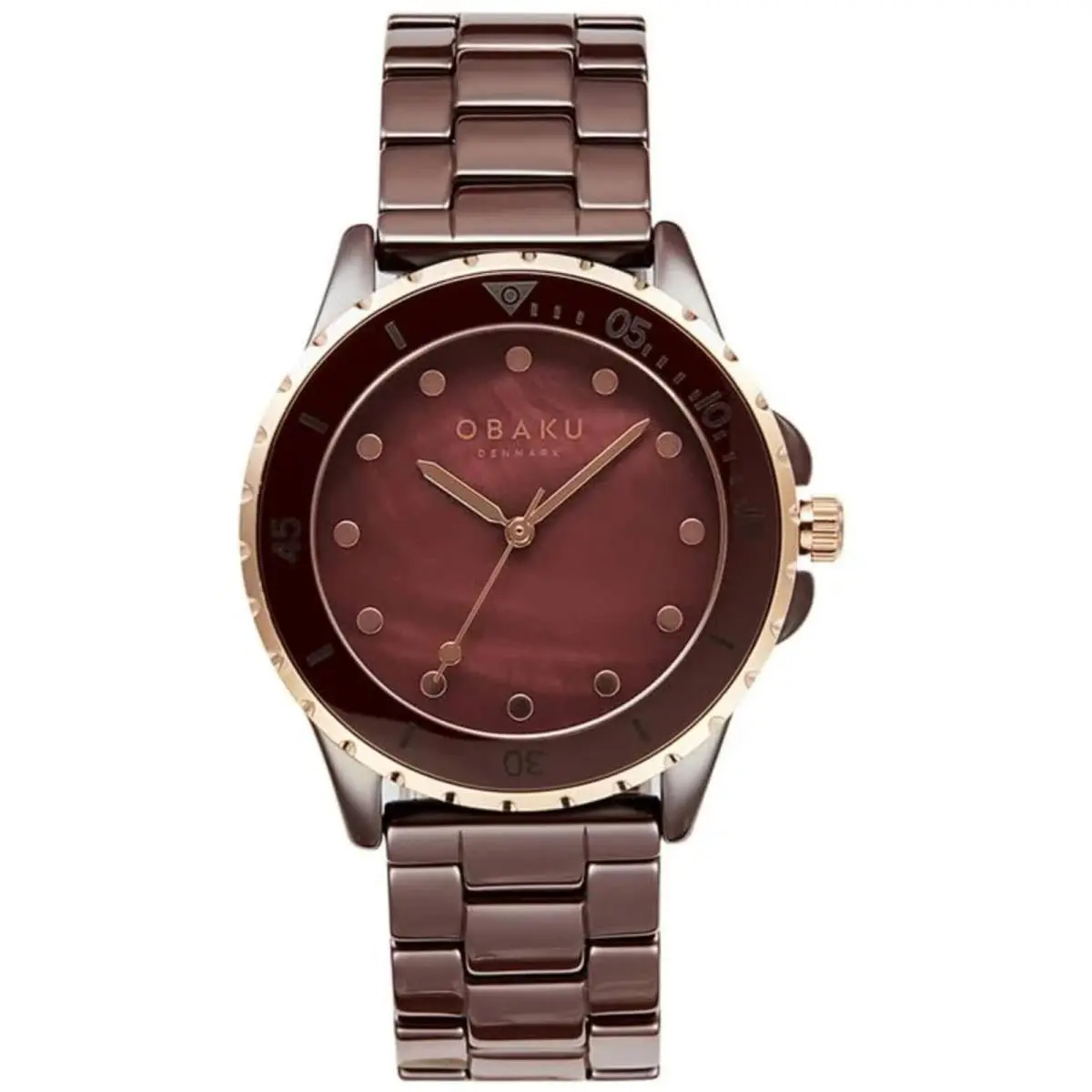 Women`s Analog Watch Urt Lille Quartz Brown Dial Steel Bracelet V279LXXNCN by Obaku