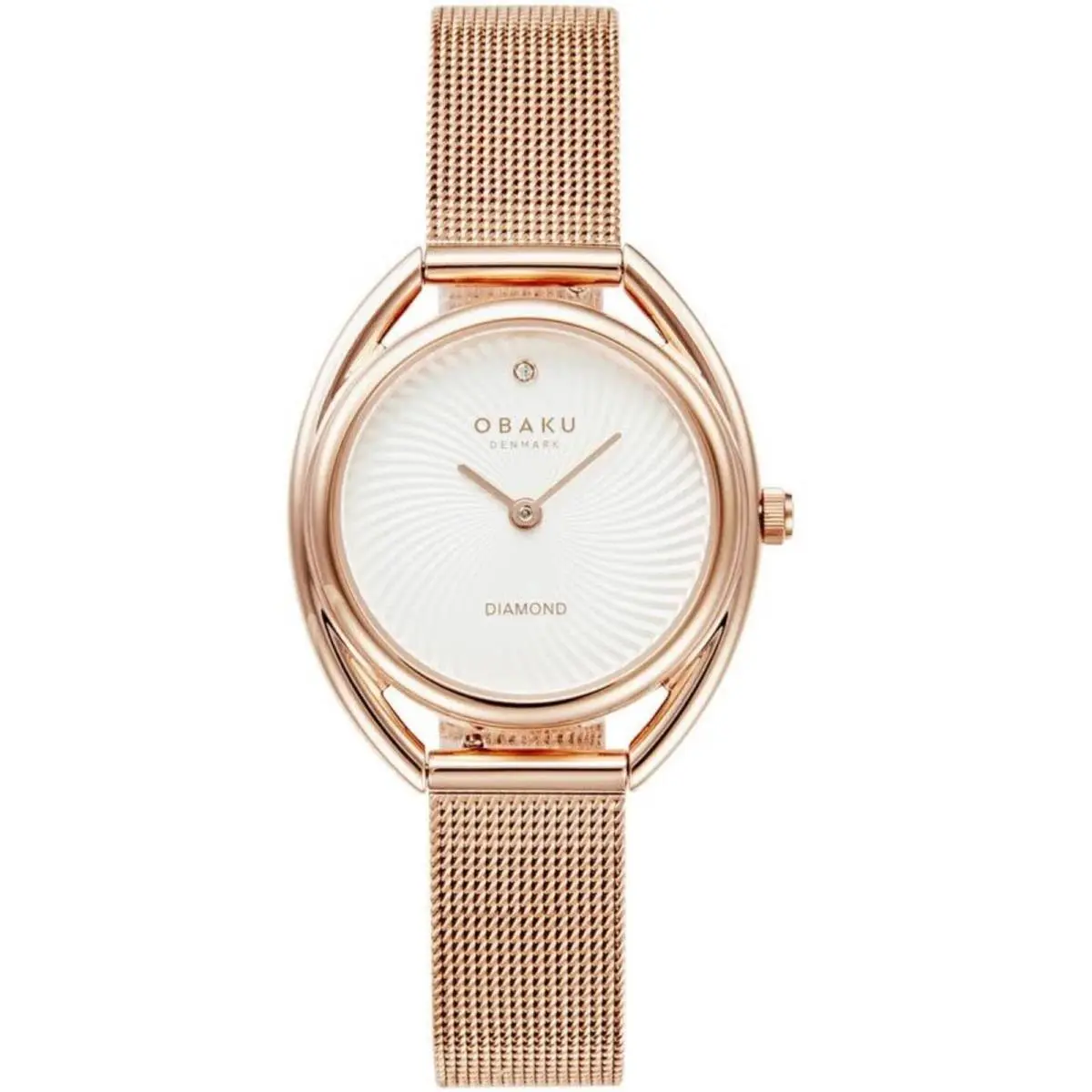 Women`s Watch Juvel Quartz White Dial Rose Gold Mesh Bracelet V286LXVIMV by Obaku