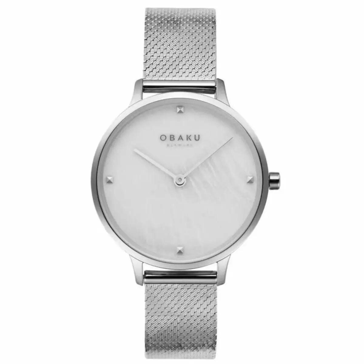 Women`s Analog Watch Figen Quartz Mop Dial Silver Tone Bracelet V295LXCWHC by Obaku