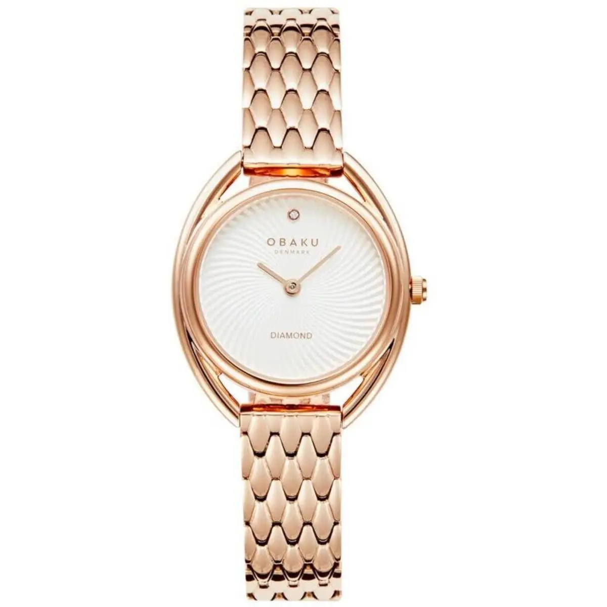 Women`s Watch Juvel Quartz White Dial Rose Gold Steel Bracelet V286LXVISV by Obaku
