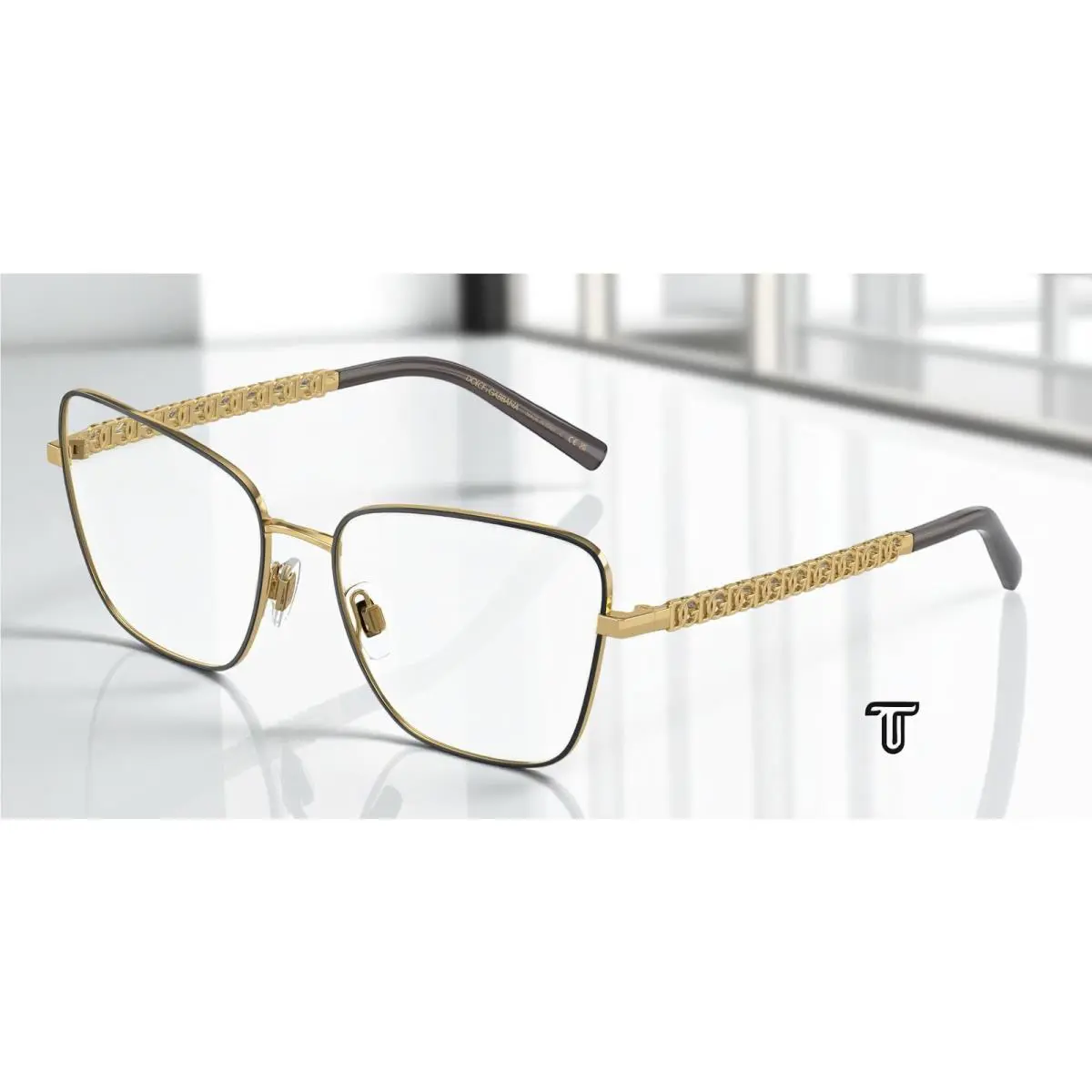 Dolce Gabbana DG1346 1311 Gold Matte Black Demo Lens 57 mm Women`s Eyeglasses