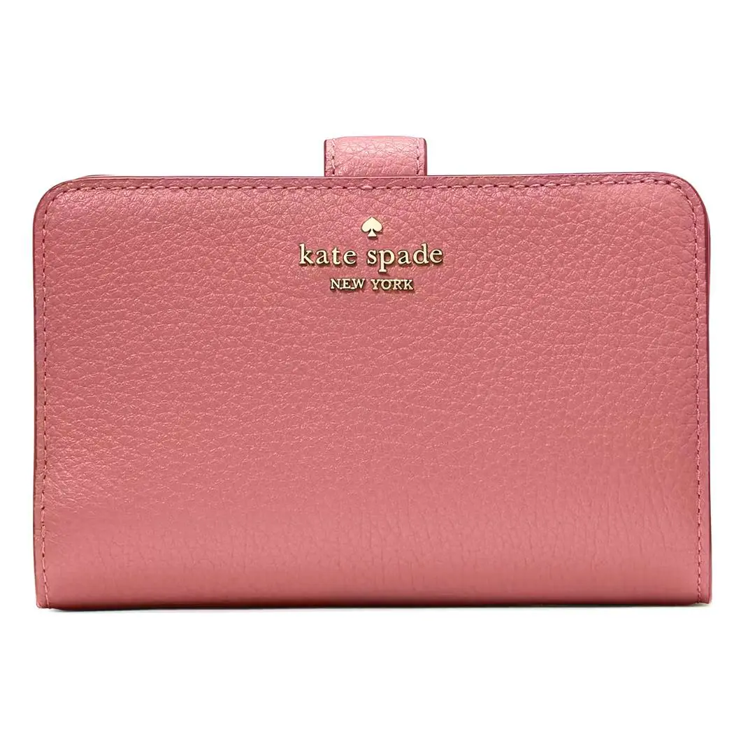 Kate Spade Lena Medium Bifold Wallet KH787 Pomegranat Pink Pebble Leather