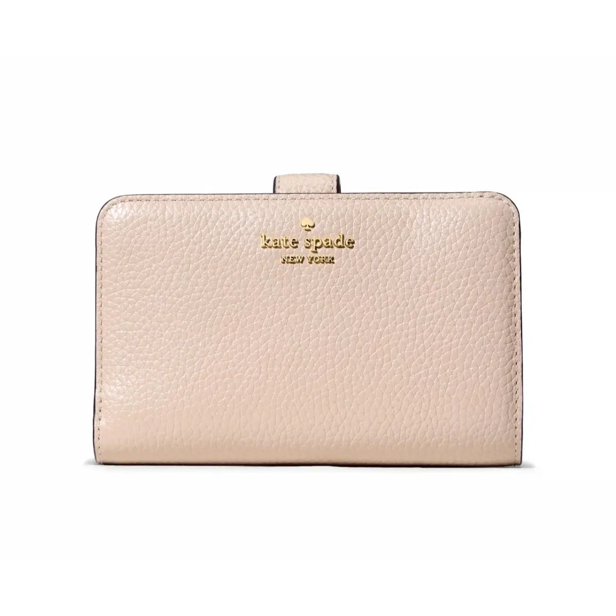 New Kate Spade Lena Medium Compact Bifold Wallet Pebble Leather Hay