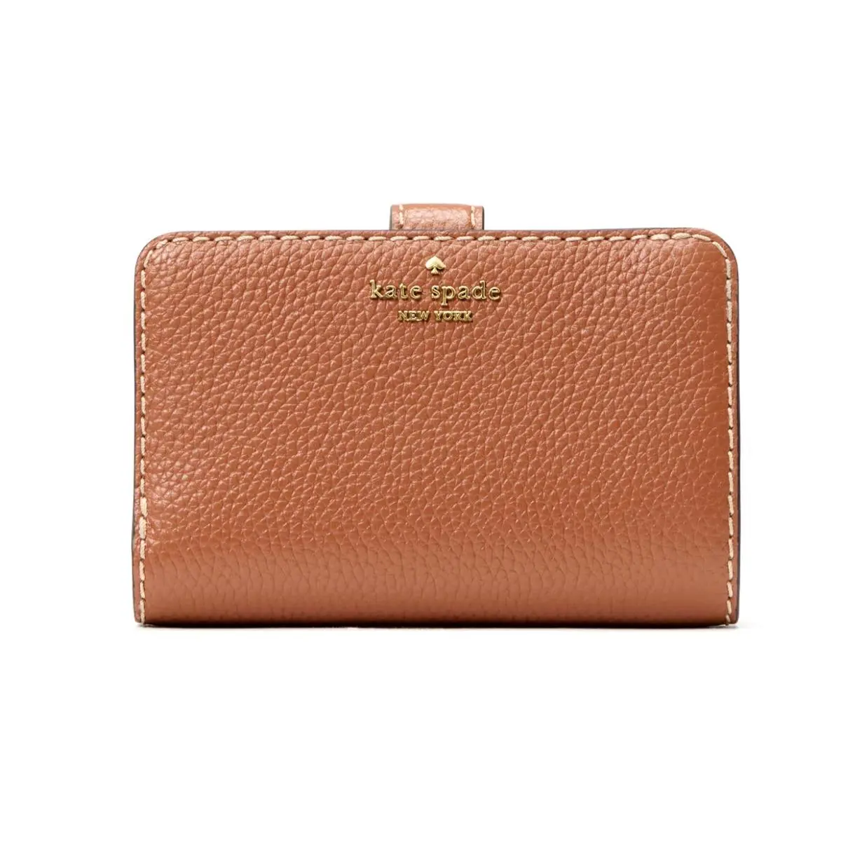 New  Lena Medium Compact Bifold Wallet Pebble Leather Warm Gingerbread by Kate Spade