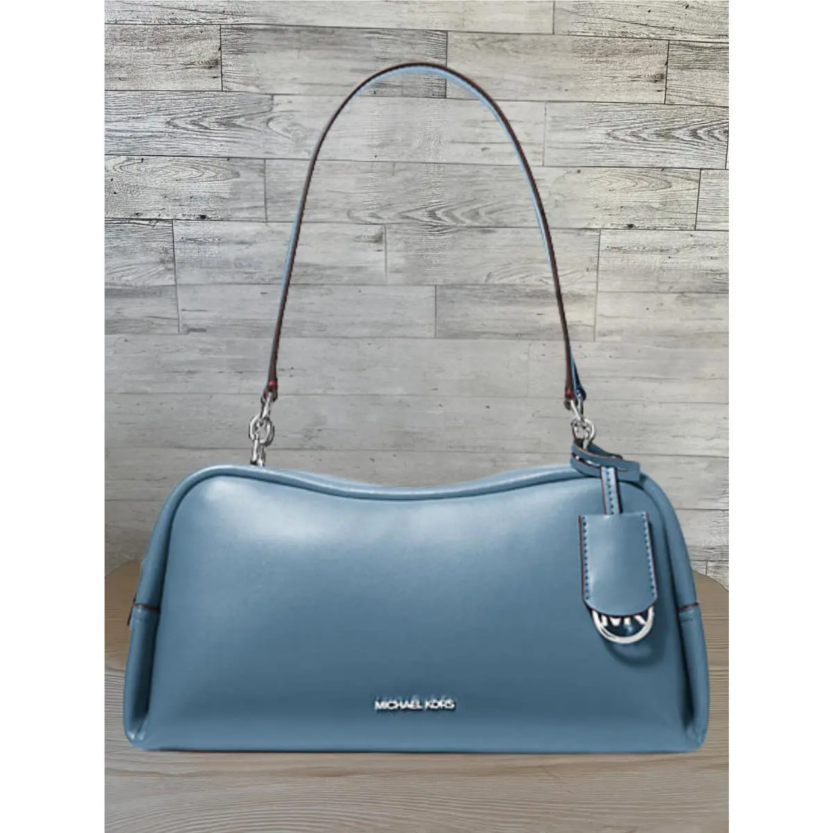 Cecily Women Medium MK Charm Pvc Zip Shoulder Handbag Variation CORNFLOWER by Michael Kors