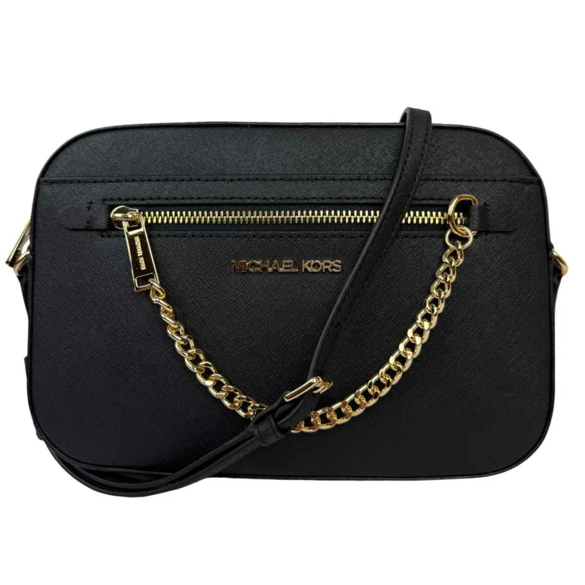 Jet Set Item Large East West Zip Chain MK Leather Crossbody Bag by Michael Kors