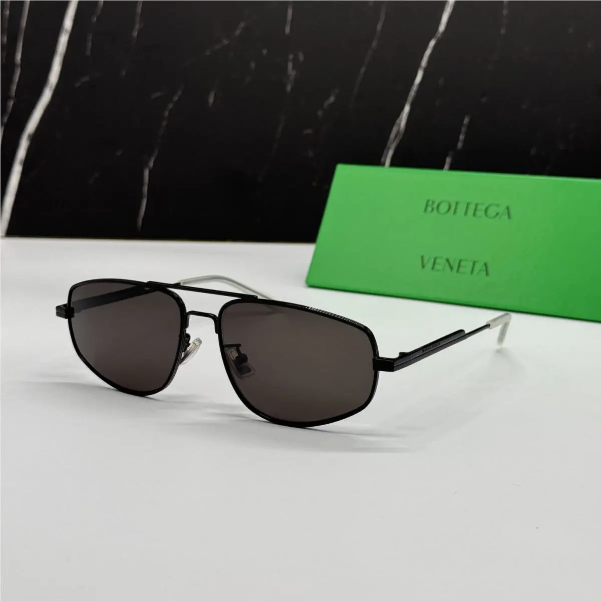 Bottega Veneta BV1125S 001 Aviator Black Unisex Sunglasses Bottega Veneta