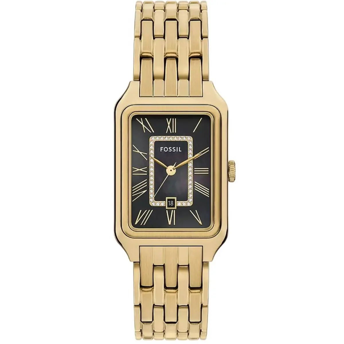 Women`s Watch Raquel Quartz Black Mop Dial Yellow Gold Bracelet ES5417 by Fossil