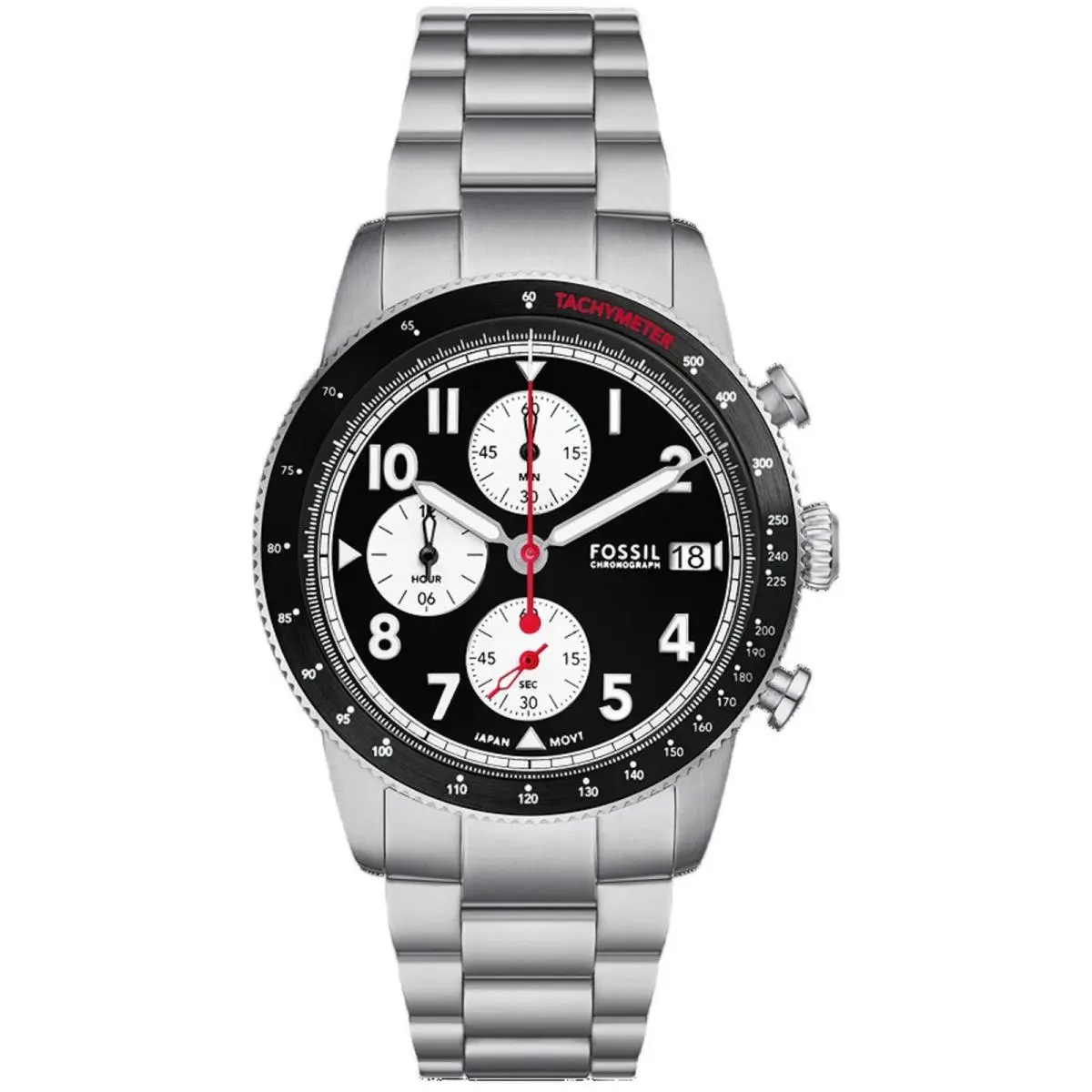 Men`s Watch Sport Tourer Chrono Black Dial Silver Steel Bracelet FS6045 by Fossil