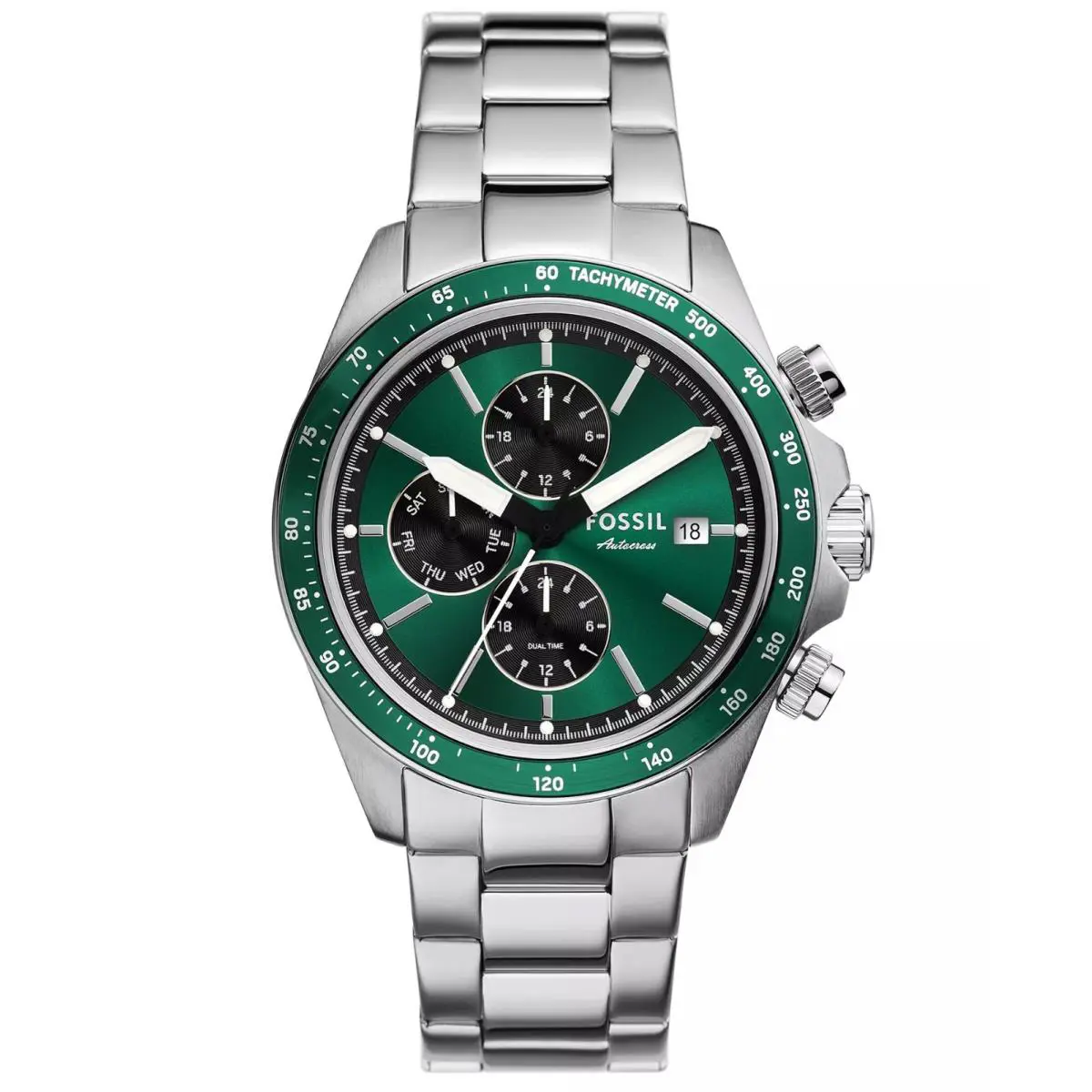 FS6127 Men`s Autocross Stainless Steel Green Dial Multifunction Watch by Fossil