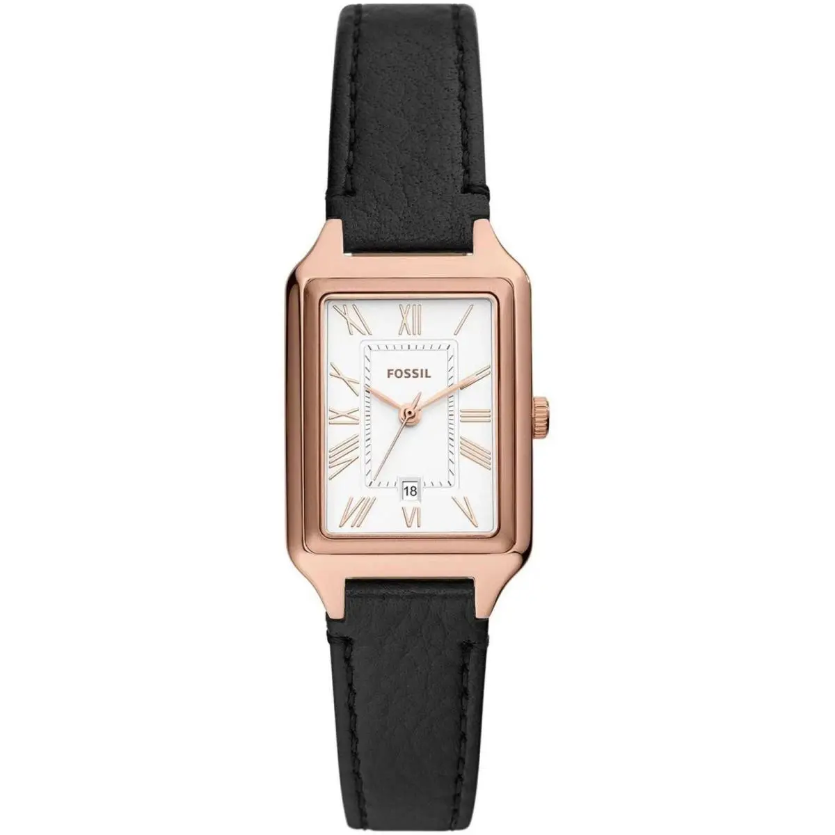 Women`s Watch Raquel Quartz White Dial Black Leather Strap Date ES5310 by Fossil