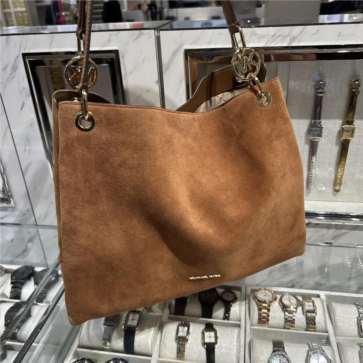 Michael Kors Christina Large Handbag Purse Shoulder Tote Leather Bag Luggage MK