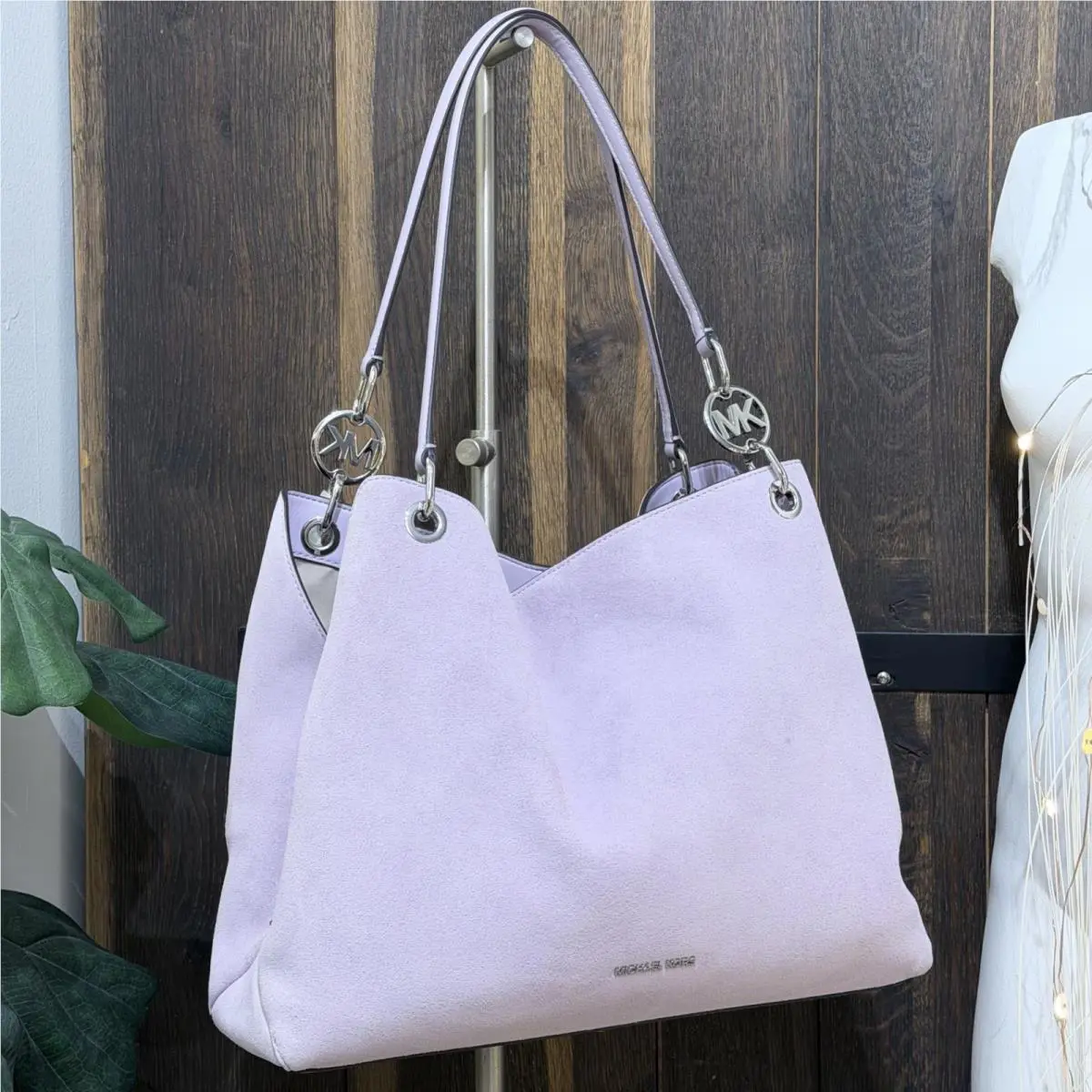 Michael Kors Christina Large Triple Gusset Shoulder Tote Bag Light Quartz
