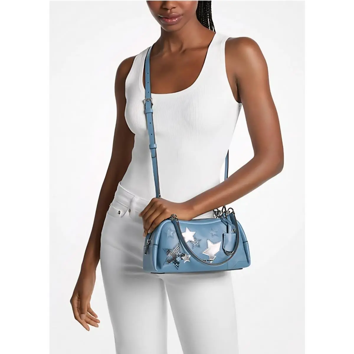 Michael Kors Cecily Small Handbag Shoulder Bag Cornflower Blue w/ Stars