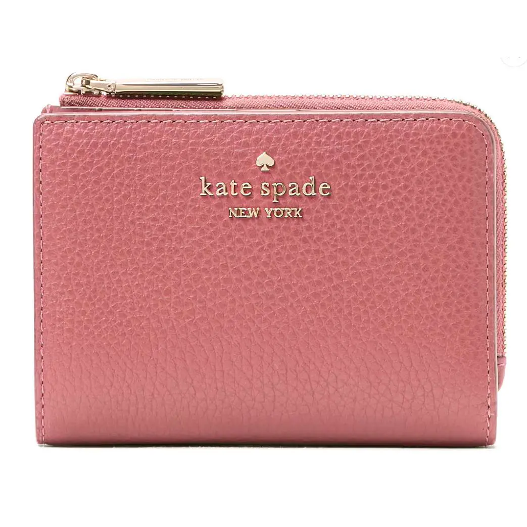 Kate Spade Lena Small L Zip Wallet - KL842 Pomegranate Pink Pebble Leather
