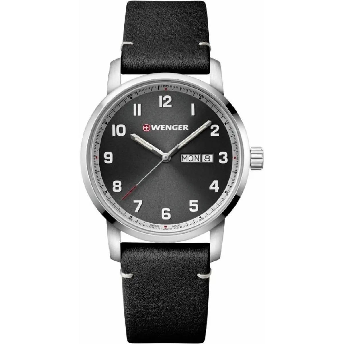 Wenger Swiss Army Men`s 01.1541.116 Attitude Gray Dial Watch 42mm - Dial: Black, Band: Black, Bezel: Silver
