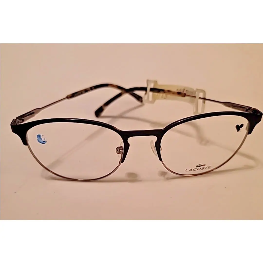 Lacoste Eyeglasses Frames L2251 Black 52-18-140 Demo Lenses Metal Half Rim
