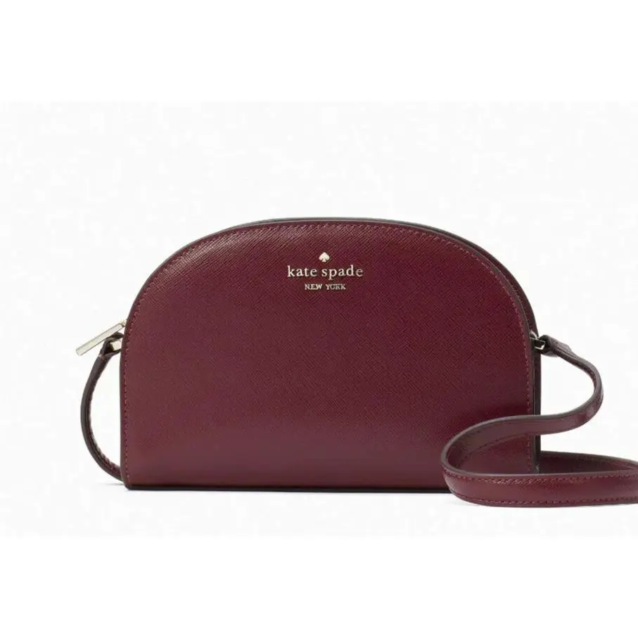 New Kate Spade Perry Leather Dome Crossbody Deep Berry - Exterior: Deep Berry