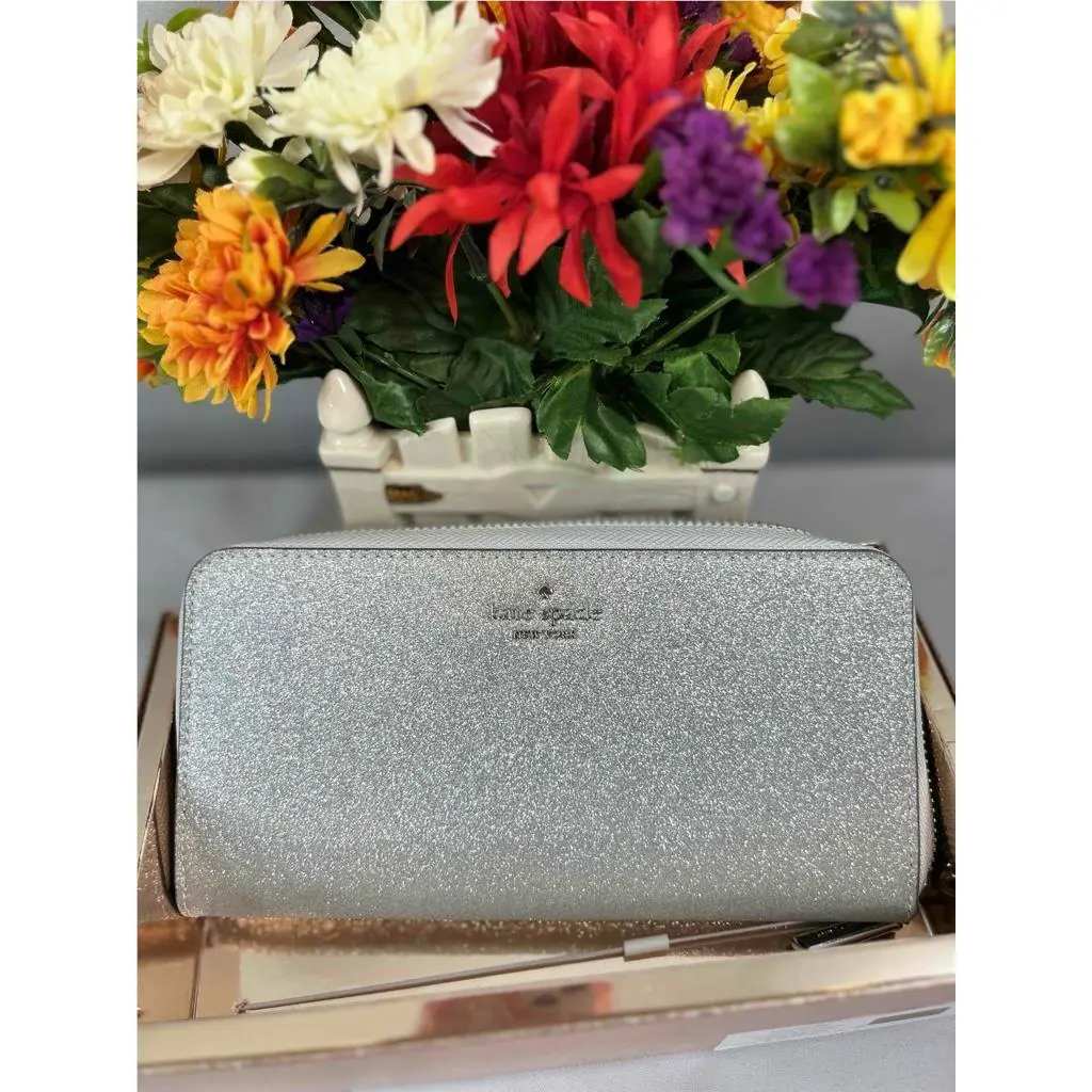 Kate Spade Glimmer Large Continental Shimmy Tinsel Wallet in Lunar Light