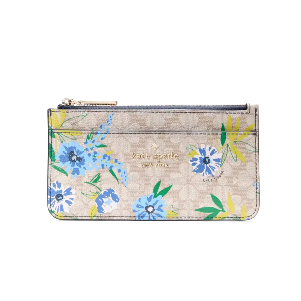 New Kate Spade Spade Flower Floral Large Slim Card Holder Blazer Blue Multi