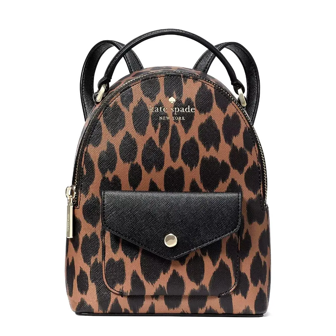 New Kate Spade Schuyler Mini Backpack Saffiano Leopard Spotted Animal Print - Exterior: Multi