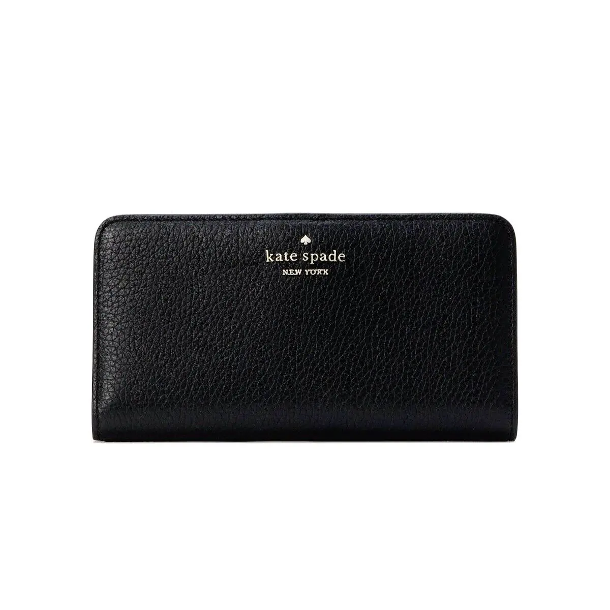 New Kate Spade Dumpling Pebble Leather Large Slim Bifold Wallet Black