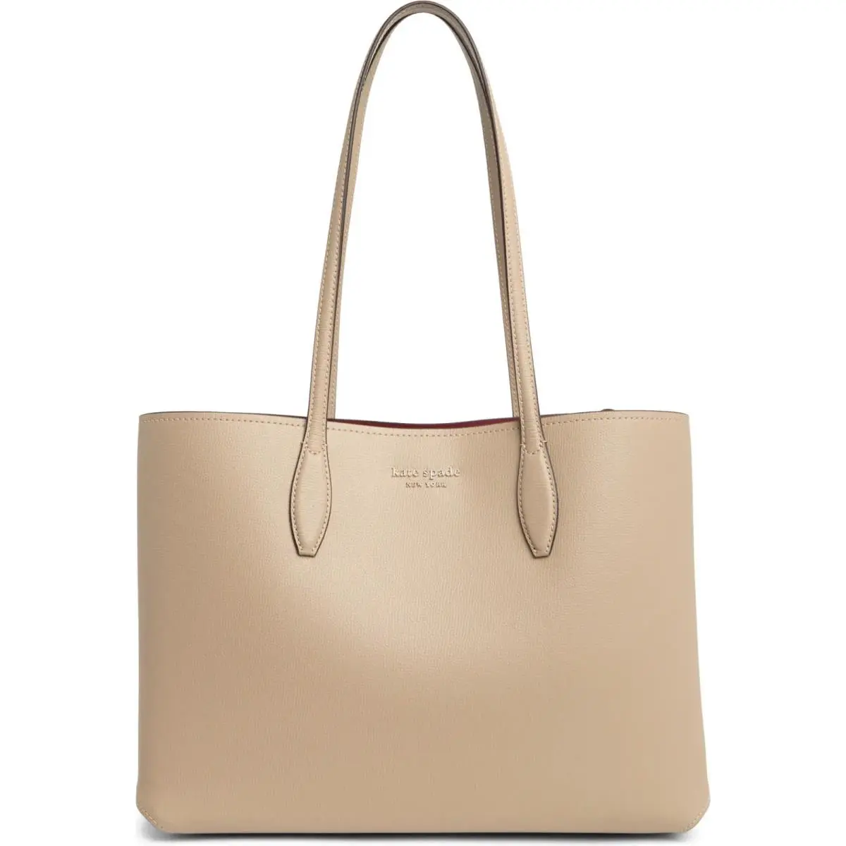 New Kate Spade All Day Large Tote Leather Timeless Taupe - Exterior: Timeless Taupe