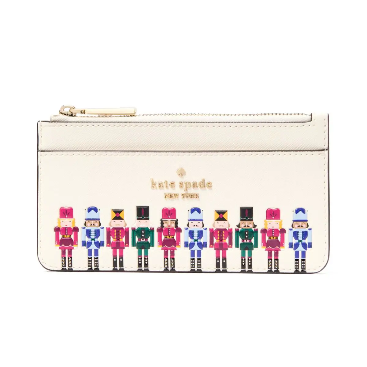 New Kate Spade Oh What Fun Nutcracker Large Slim Cardholder Meringue Multi